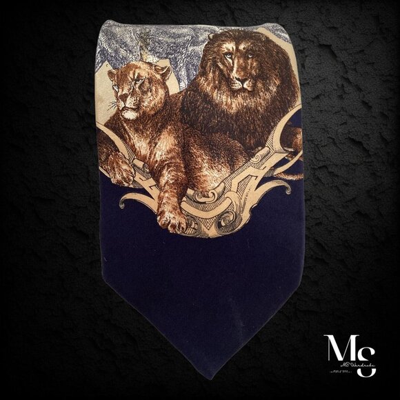 GIANFRANCO FERRE Beige & Gray Animal Print Silk Tie Made In Italy W:3.75" EX CD - Picture 5 of 6